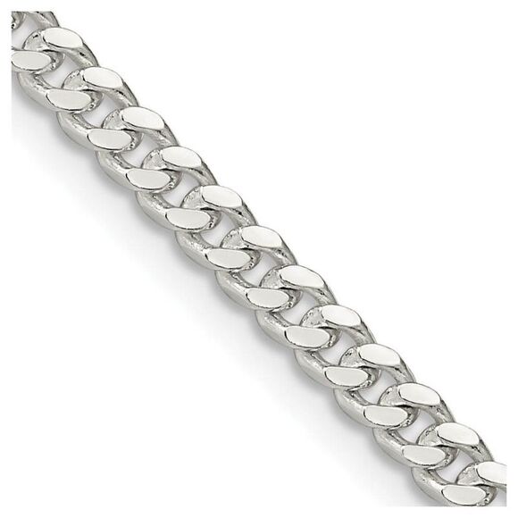 3.25mm Sterling Silver Solid D/C Domed Curb Chain Necklace 22 Inch